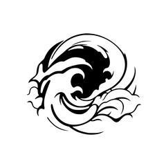 Abstract Black and White Wave Illustration: Dynamic Ocean Art