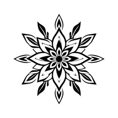 Black and White Mandala Flower: Geometric Floral Pattern, Sacred Symbol, Abstract Art Design