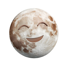 Smiling moon emoji on night sky background, digital art, social media