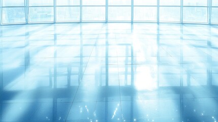 Obraz premium Reflective Floor and Sunlight Through Large Windows