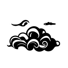 Abstract Black and White Cloud Design: Minimalist Vector Graphic