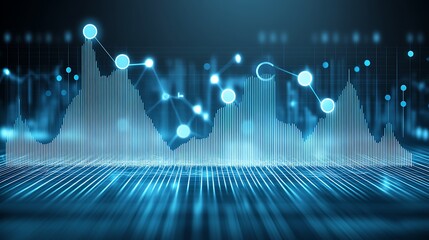 Digital chart data analysis on blue background