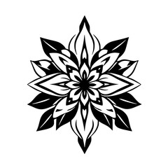 Black and White Floral Mandala: Elegant Nature-Inspired Symmetrical Design. Perfect for decoration, print, and digital use.