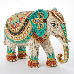 Obraz premium Beaded Elephant on a white background