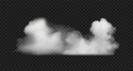 Realistic white steam cloud, smoke, fog or haze.