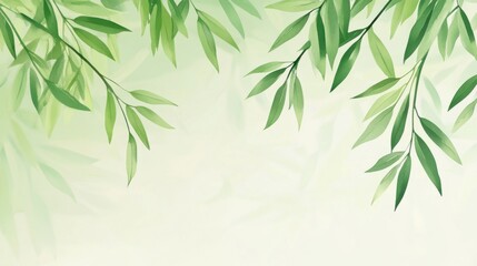 Delicate willow branches in fresh green, soft morning light, serene and minimalist Qingming Festival scene.