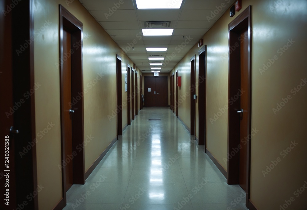 Poster empty corridor of the office building