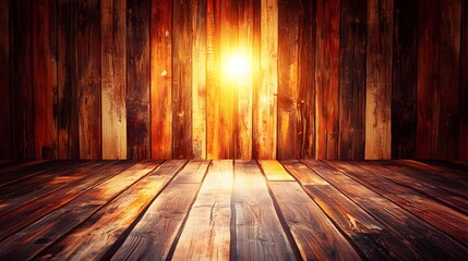 Warm Rustic Wooden Room Interior Background