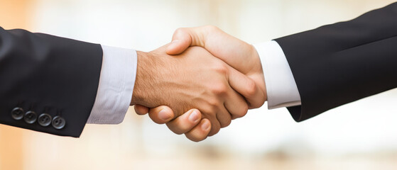 close up of two business people shaking hands, symbolizing agreement and partnership. image conveys professionalism and collaboration in corporate setting