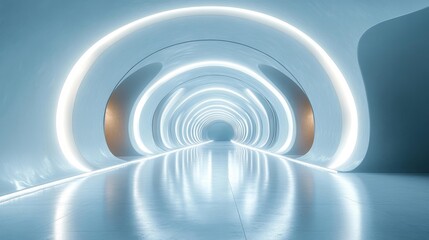 Fototapeta premium Futuristic Curved Tunnel. Generative AI