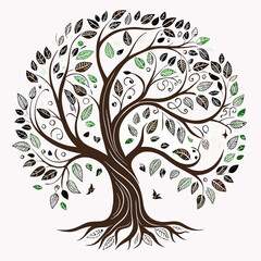 vector tree with floral elements
