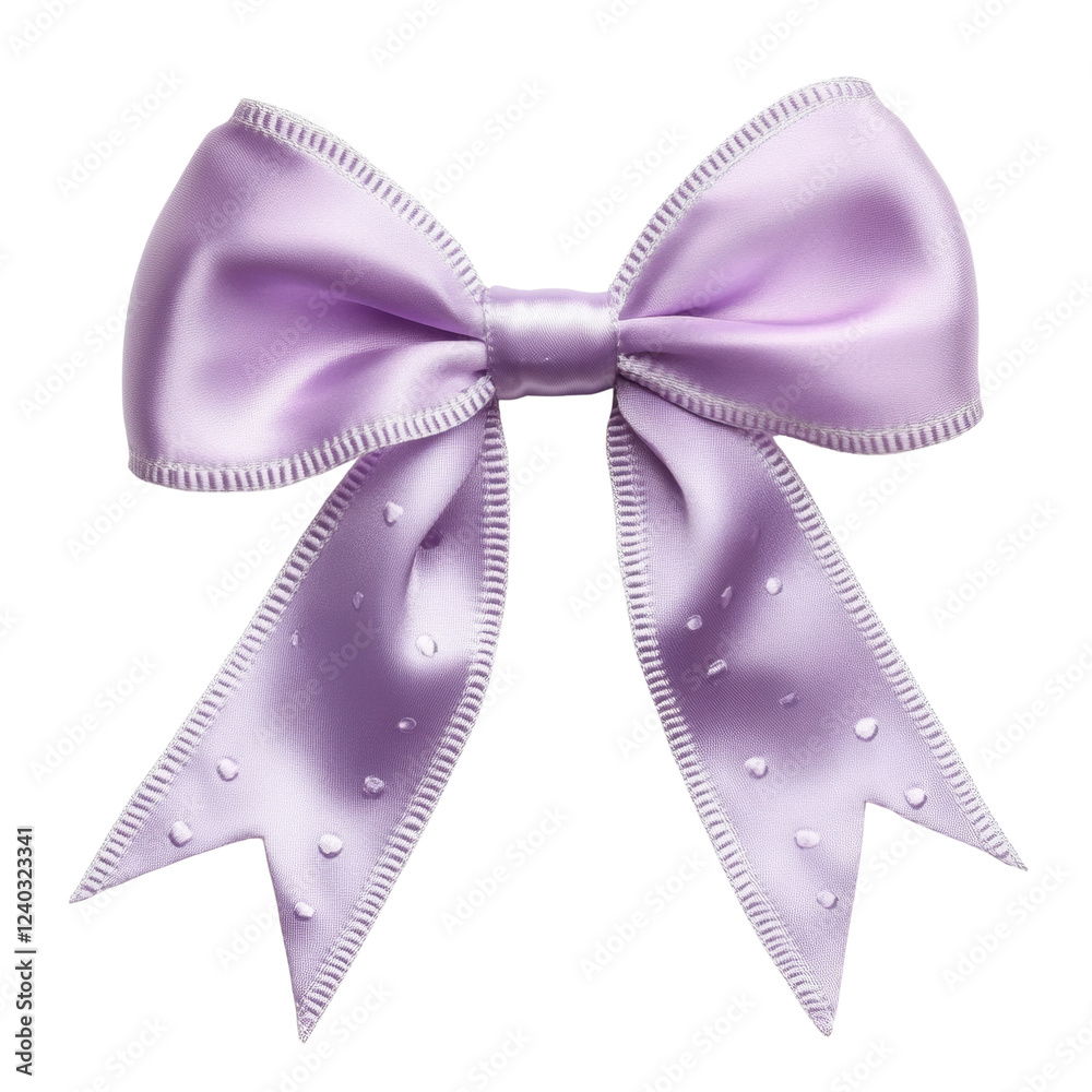 Poster a close-up image showcases a lilac satin ribbon tied into a sophisticated bow with subtle embossed d
