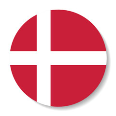 Denmark circle flag. Button flag icon. Standard color. Circle icon flag. Computer illustration. Digital illustration. Vector illustration.