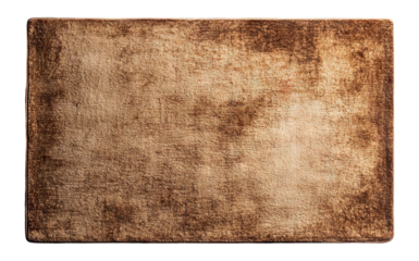 Vintage brown textured rug with aged appearance, isolated on transparent cutout background