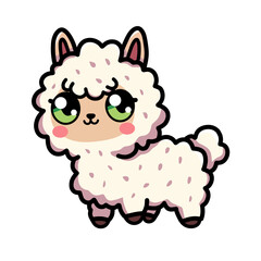 Cute Cartoon Alpaca Character Clip Art Illustration for Kids