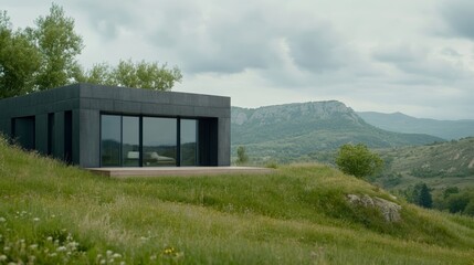 Elegant Steel clad fireproof house with minimalistic design fire retardant walls and a protective sprinkler system activated on its roof sustainable defense 