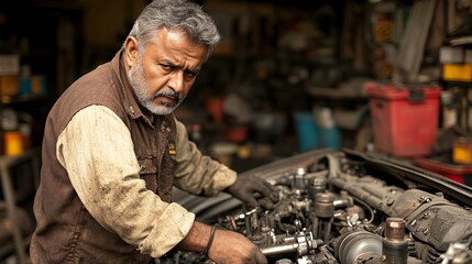 Obraz premium Urban Mechanic Mastery - Ideal for Automotive Magazines & Workshop Promotion Materials