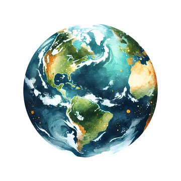 earth watercolor illustration on a white background