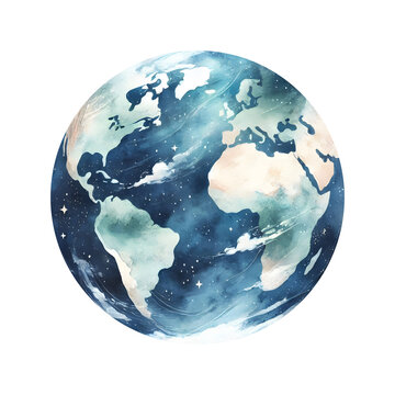 earth watercolor illustration on a white background