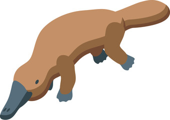 Platypus is walking and searching for food, in isometric view