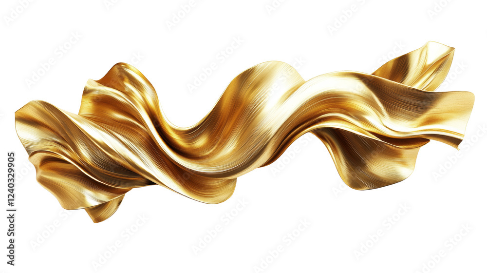 Aufkleber A digitally rendered image shows a flowing golden fabric swirling against a black backdrop, creating an abstract and luxurious visual effect.