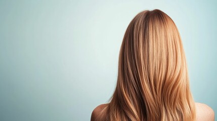 Naklejka premium Close up portrait of a woman with silky straight hair that has a mirror like shine achieved through the use of an argan oil deep conditioning hair mask treatment The image showcases the healthy