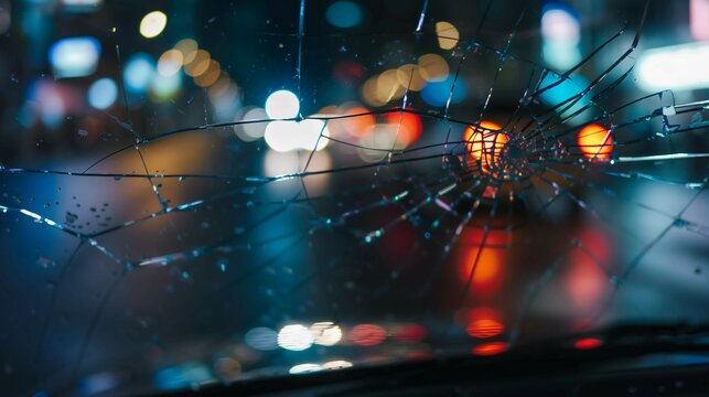 Close-up of a shattered glass window symbolizing the impact of hate crime, representing violence, destruction, and societal issues in a powerful visual metaphor.
