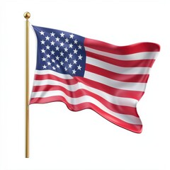 Obraz premium Waving American Flag on Gold Flagpole