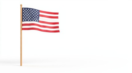 Fototapeta premium Waving American Flag on White Background