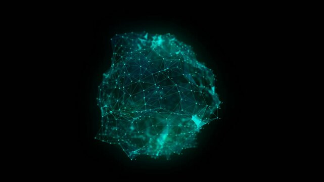Abstract technology sphere background from animated lines and dots. 