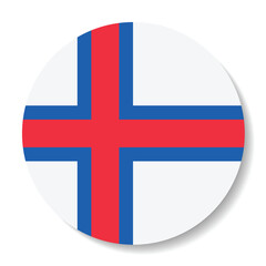 Obraz premium Faroe Islands circle flag. Button flag icon. Standard color. Circle icon flag. 3d illustration. Computer illustration. Digital illustration. Vector illustration.