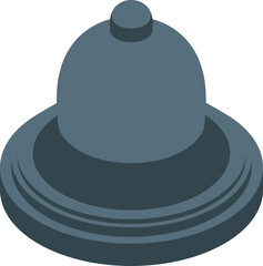 Isometric service bell sitting on hotel reception desk, ready to be rung