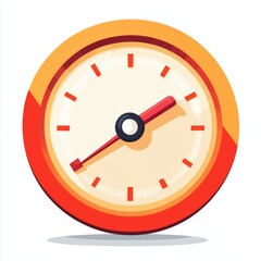 Colorful Gauge with Red Pointer on Light Background Illustrating Measurement and Speed in a Minimalist Style