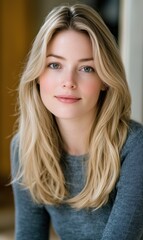 Relaxed Blonde Woman Portrait in Natural Light