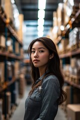 Dynamic Logistics Leader in Industrial Warehouse - Ideal for Business Brochures & Editorial Features