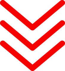 Icon red arrow direction down on a white background vector illustration.