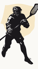 Obraz premium Dynamic Lacrosse Player Silhouette Vector Illustration for Sports Design and Posters