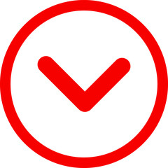 Icon red arrow direction down on a white background vector illustration.