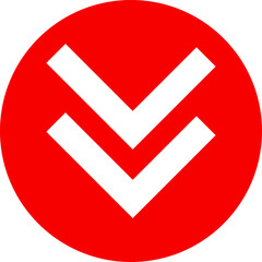 Icon red arrow direction down on a white background vector illustration.