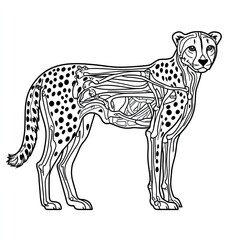 Naklejka premium Cheetah Speed Adaptations Coloring Book Page for Anatomy Education
