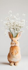 Whimsical Easter Elegance Floral-Clad Bunny in Minimal White - Spring Event Styling and Luxury Decor for Modern Celebrations and Business Aesthetics