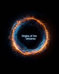 Minimalist Cosmic Aesthetics Metallic Typography with Starry Halo - Big Bang Day and Winter Solstice Celebration for Astronomy and Tech-Inspired Design