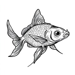 Fototapeta premium Detailed Goldfish Anatomy Illustration Fins Labeled for Coloring Book