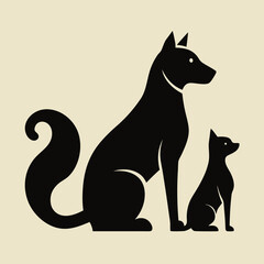 black cat and dog set silhouettes