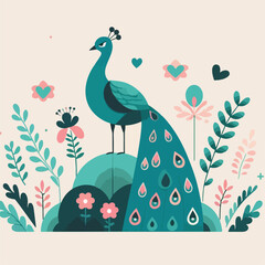vector image of beautiful peacock