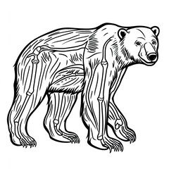 Fototapeta premium Detailed Polar Bear Anatomy Labeled Fur Claws Coloring Page