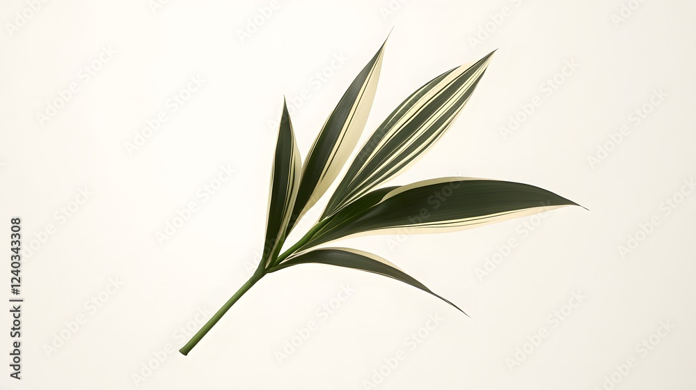 Wall mural Elegant Dracaena Leaves on White Background Botanical Minimalist Photography