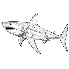 Obraz premium Shark Anatomy Coloring Page Labeled Fins Gills Educational Illustration