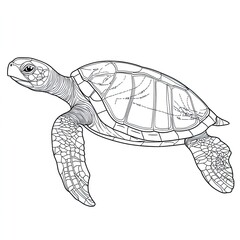 Obraz premium Adorable Turtle Shell Anatomy Coloring Book Page Illustration