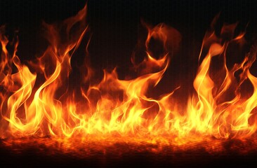 Fiery inferno against dark backdrop; design element